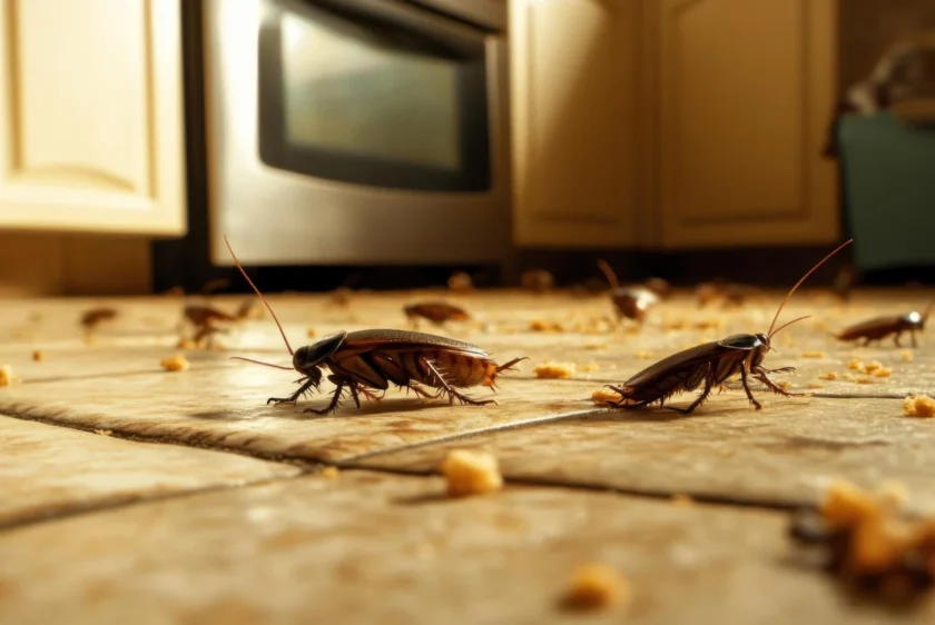 karaluchy spacerujące po podłodze