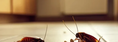 dwa karaluchy, na podłodze w kuchni