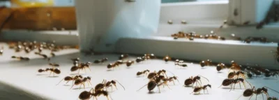 mrówki na parapecie, w domu